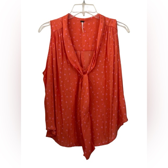 Free People Sleeveless Printed Tie-Front Blouse Size S - Picture 2 of 4